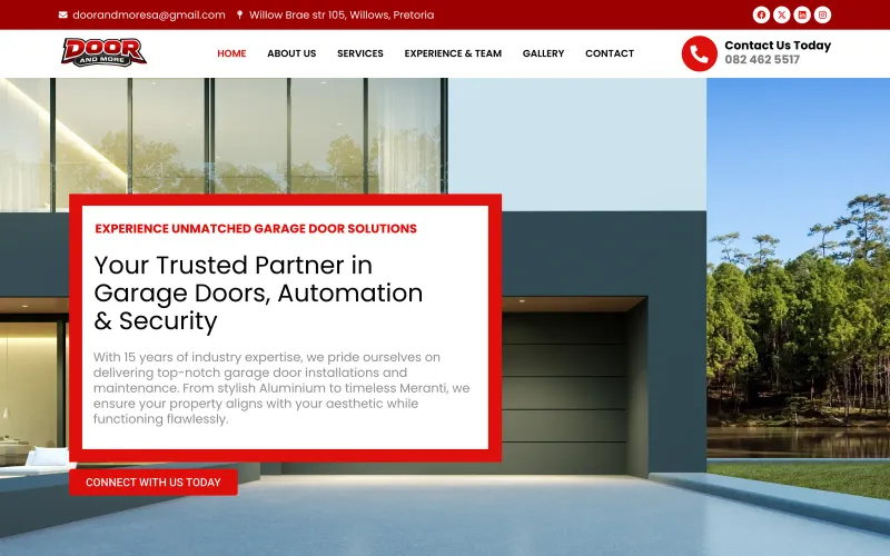 Screenshot of the Door And More website