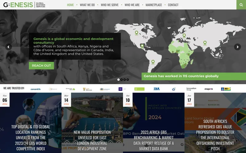 Screenshot of the Genesis GBS website