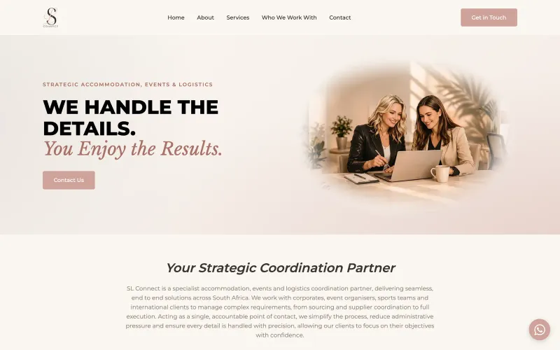 Screenshot of the SL Connect website